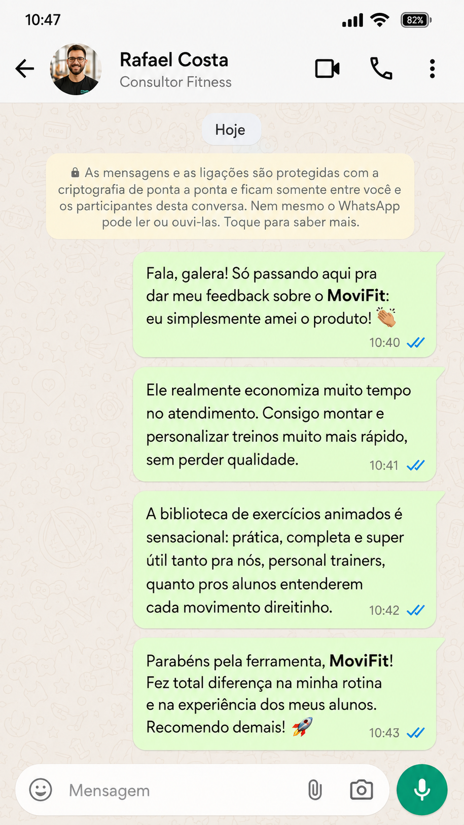 Depoimento de cliente — Rafael Costa, Consultor Fitness